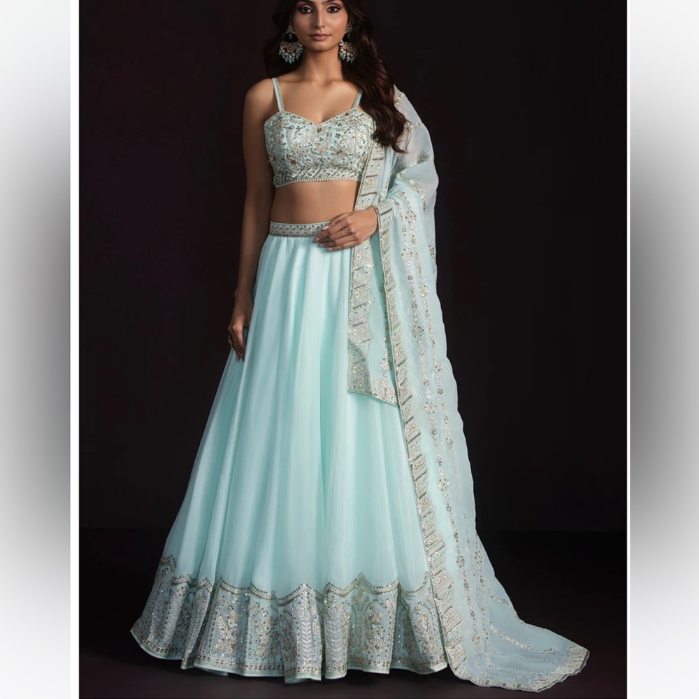 NWT Mint Green Embroidered Lehenga